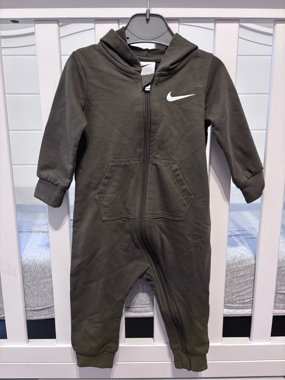 Nike Olive Hooded Baby One-Piece